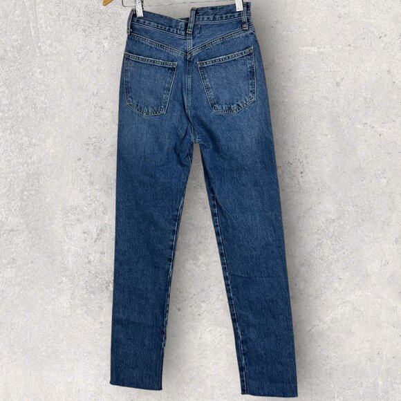 AGOLDE Criss Cross Straight Leg Organic Jeans Button Fly Womens Sz 22 Blue Denim - Picture 15 of 15